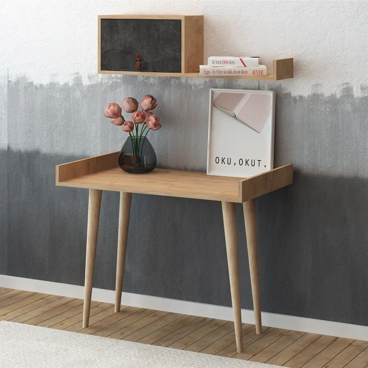 Skye Decor 'Brush' Schreibtisch, Eiche / Dunkelgrau, 100 x 81 x 60 cm – Bild 2