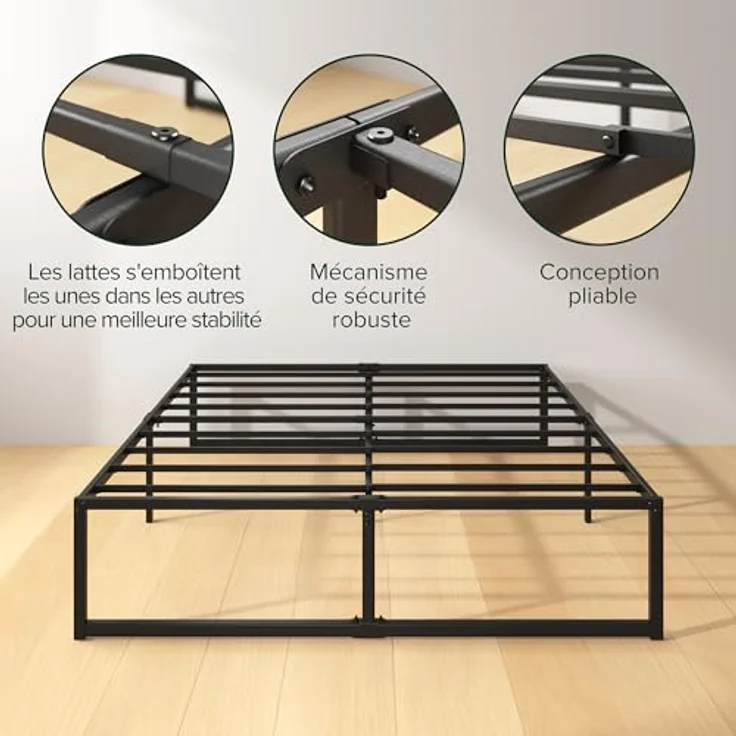 Zinus Lorelai Bett 180x200 cm – Bettrahmen Höhe 36 cm mit Stauraum unter dem Bett – Plattbettrahmen aus Metall – Schwarz – Bild 6