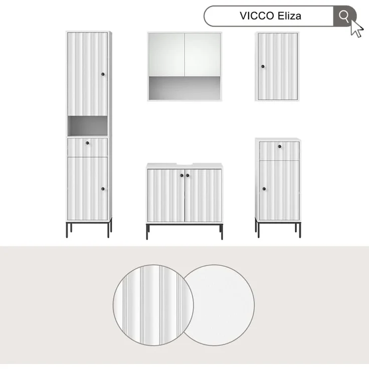Waschbeckenunterschrank Eliza Weiß Riffel 70 x 63 cm Vicco – Bild 9