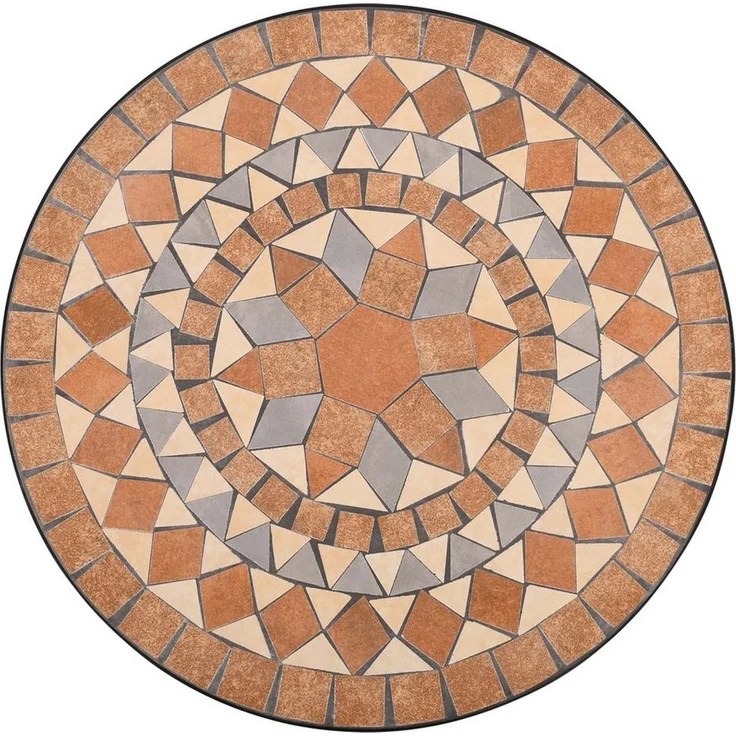 Raburg Gartentisch Mosaiktisch, Balkon- und Terrassentisch, 60 cm Ø, 72 cm hoch, Mayla (rund), liebevolle Handarbeit, Mosaikmuster, schwarzes Metallgestell