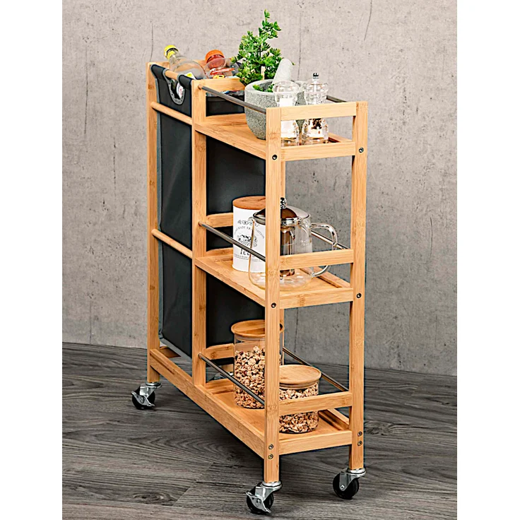 KESPER 24857-13 Nischenwagen mit Flaschensammler aus FSC-zertifiziertem Bambus / Rollregal – Bild 6