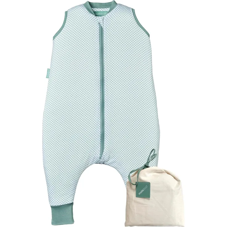 molis&co - Baby Schlafsack mit Füßen - Ideal für Frühling und Herbst - Babyschlafsack mit Füßen 1 tog - Leicht gepolstert - 100% Baumwolle (Oeko-TEX 100), Premium Qualität - Vichy Green (70 cm)