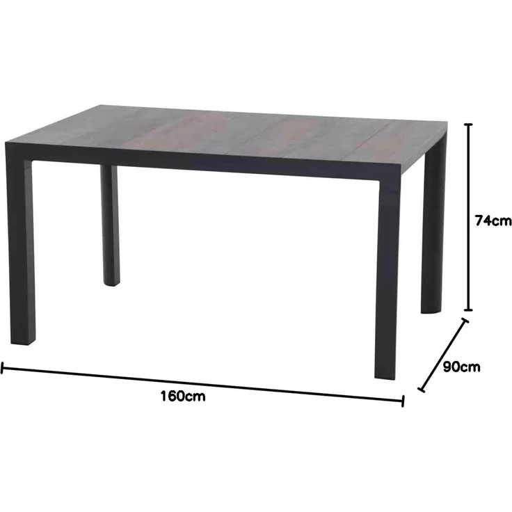 Siena Garden Silva Dining Tisch 160x90 cm ? Aluminium (matt anthrazit) & Keramikplatte (washed grey) – Bild 2