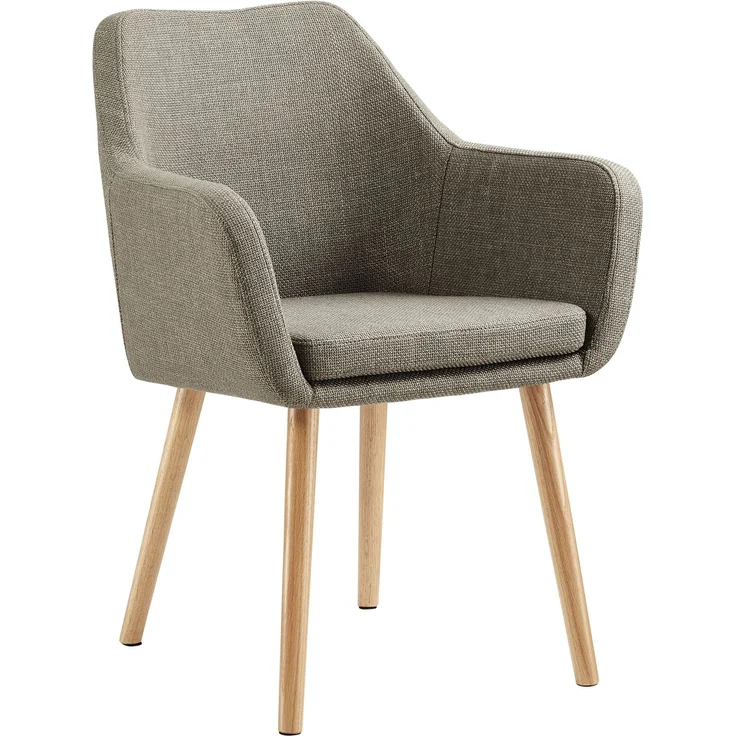 SalesFever Armlehnstuhl aus Strukturstoff – Massivholz-Eichenbeine, skandinavisches Design – Bild 1