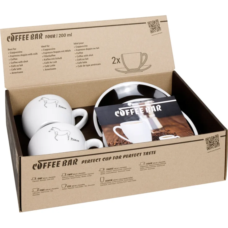 KÖNITZ 2er Set Coffee Bar FOUR Picasso Cappuccinotasse mit Untertasse 200 ml im Geschenkkarton – Bild 4