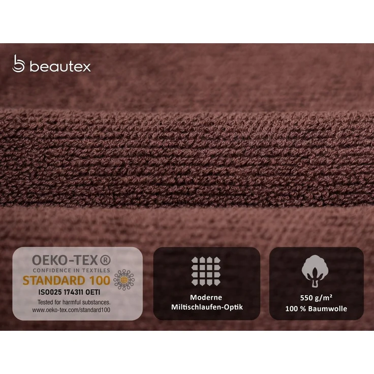 Beautex Handtuch Set, Premium Frottier Sets, 100% Baumwolle 550g/m², Multischlaufen-Optik, Frottier, saugstark, weich, flusenfrei, schnelltrocknend, schadstoffgeprüft – Bild 4