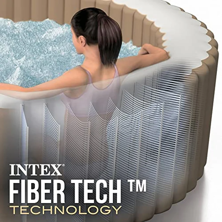 Intex PureSpa Bubble Massage, Aufblasbares Spa Ø196 x 71 cm, rund, braun, für 4 Personen, 795 l, 120 Luftdüsen, 2.200 W Heizung – Bild 8