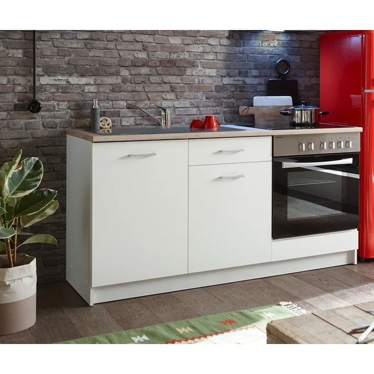 Küchenzeile >Wow < in Weiß matt - 160x85x60 (BxHxT)
