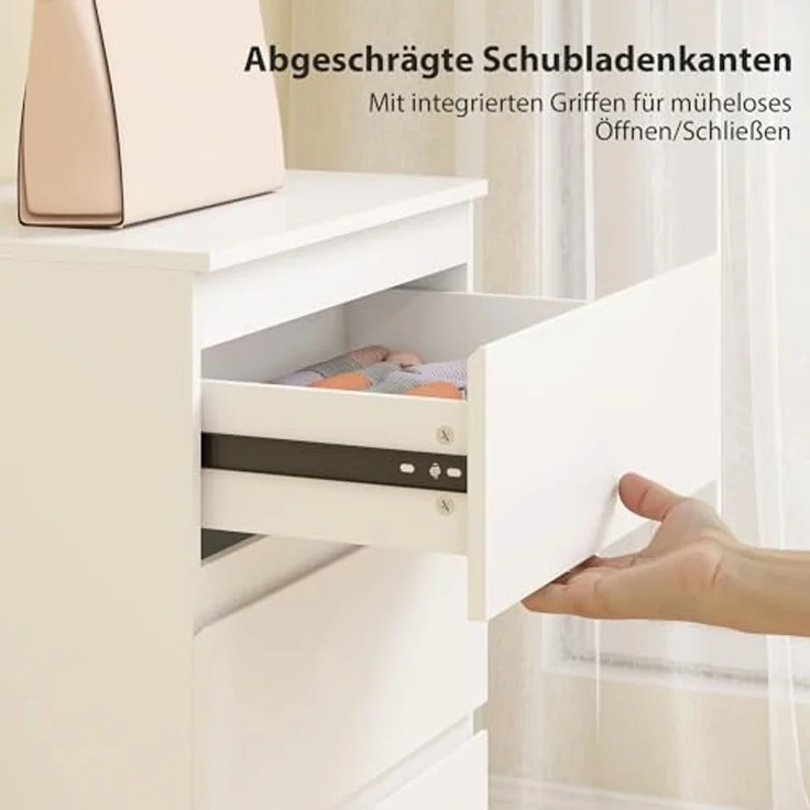 HOMCOM Kommode mit 3 Schubladen (Schubladenschrank, 1 St, Sideboard), für Wohnzimmer, Schlafzimmer, Weiß – Bild 5