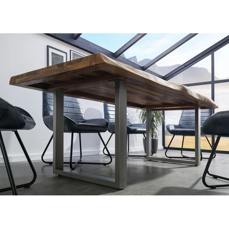 Baumtisch Sheesham 240x100x77 natur gebeizt / U-Beine silber matt FREEFORM 5 – Bild 3