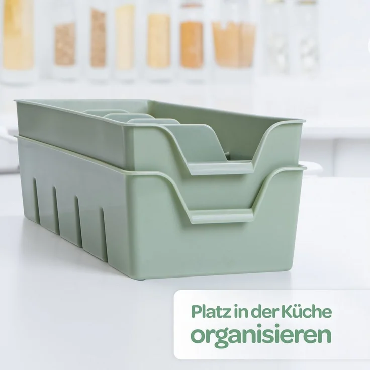 KONZEPT Gewürzregal Gewürz Organizer für Schrank, Gewürzbehälter aus Plastik, 2-tlg, Gewürzorganiser Küche – Bild 2