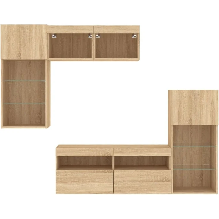 vidaXL 5-tlg. Wohnwand mit LED-Beleuchtung Sonoma-Eiche Holzwerkstoff 3216727 – Bild 12