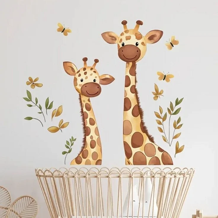 Montegoni Wandsticker Selbstklebende Giraffen Wandaufkleber – Kinderzimmer Dekoration (einzel, 1x Set mit selbstklebenden Giraffen Wandaufklebern), Selbstklebend, einfache Anwendung, Giraffen Design für Kinderzimmer – Bild 4