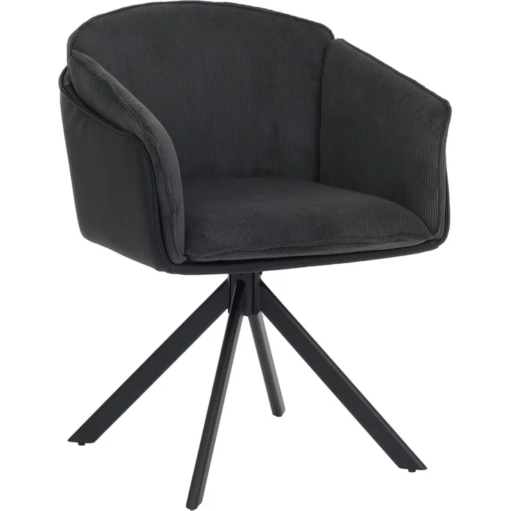 2er-Set Esszimmerstuhl HWC-R24, Küchenstuhl, drehbar Metall Kunstleder Stoff/Textil Cord ~ schwarz – Bild 7