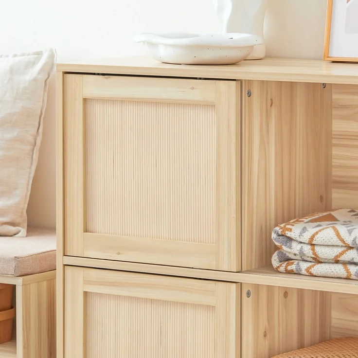 SoBuy FSB87-N Sideboard, MDF, Papierfurnier, Natur, 80 x 87 x 35 cm – Bild 4