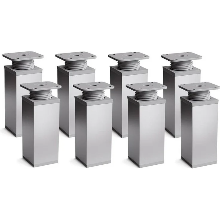 sossai® Möbelfuß Design-Möbelfüße, 4er & 8er Set, höhenverstellbar MFV1, Farbe: Alumin, (8-St), Farbe: Aluminium – Bild 1