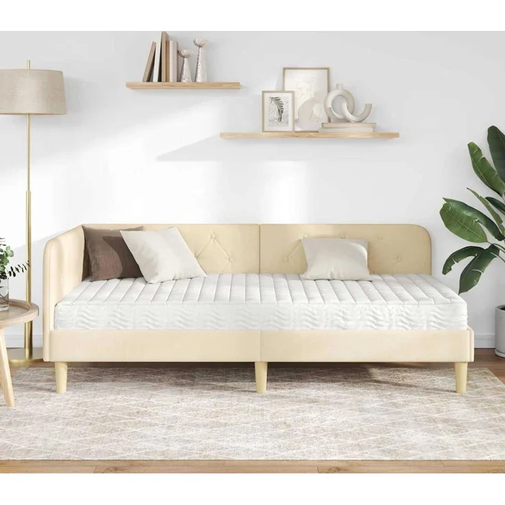 vidaXL Eckbettgestell Creme 90 x 200 cm Stoff 3394123 – Bild 3