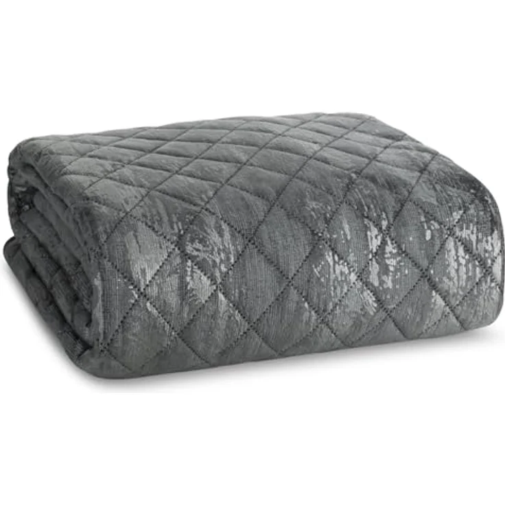 Elegante Tagesdecke Decke BLINK 3 dunkelgrau 220x240 cm stahl silber – Bild 6