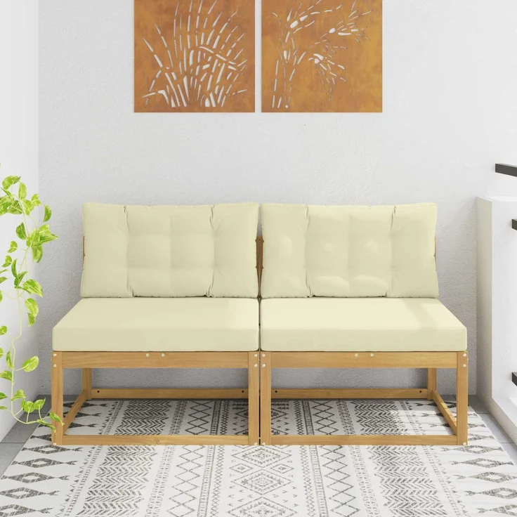 vidaXL Outdoor Mittelsofa 2 stk. 2-Sitzer Massivholz Akazie 901541 – Bild 1