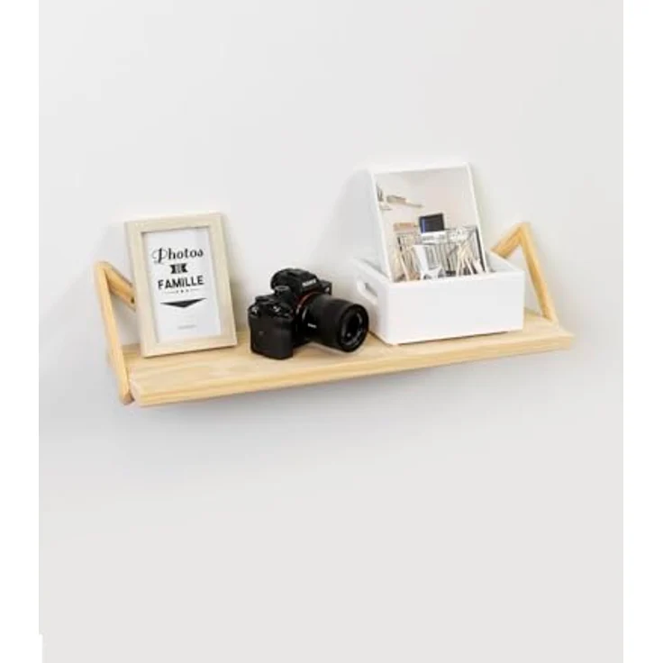 Astigarraga Kit Line Wandregal und 2 dreieckige Halterungen, 15 x 62 x 18 cm, massives Kiefernholz – Bild 5