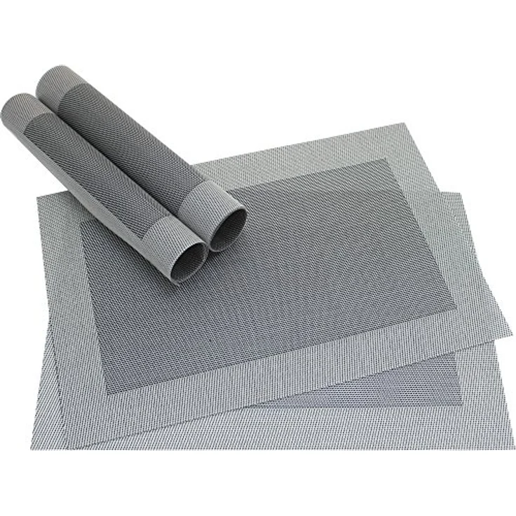 matches21 HOME & HOBBY Platzset Tischset BORDA 4er Silber Schwarz Tischunterlage als Tischdeko, (4-St), modernes Esstisch Platzdeckchen als abwaschbarer Tischuntersetzer – Bild 2