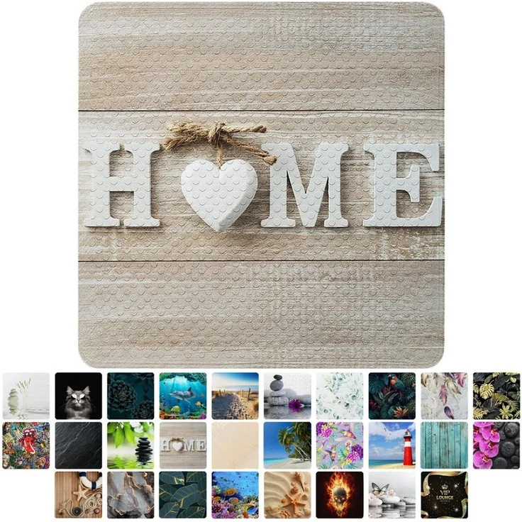 Sanilo Duschmatte, mit Motiv, rutschfest, waschbar, quadratisch, 230 extra starke Saugnäpfe, Kunststoff PVC, 53 x 53 cm, Home – Bild 1