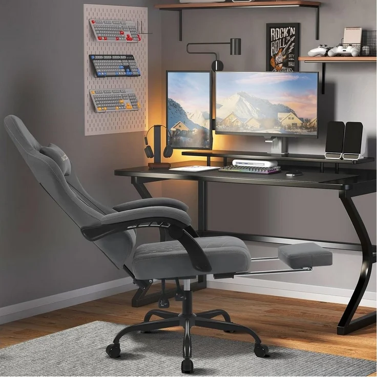 Woltu Gaming-Stuhl (1 St), mit Massagefunktion, ergonomisch, 150 kg, Tech-Stoff – Bild 3