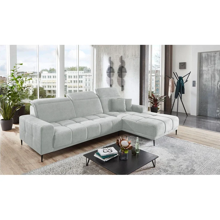 Komfort-Wohnlandschaft Luan / Livorno, Stoff, Grau, 286 x 107 x 195 cm – Bild 3