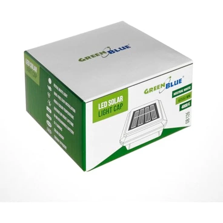 GreenBlue LED Gartenleuchte Solarmastleuchte für Zaun Outdoor geeignet, LED fest integriert, Warmweiß, solarbetriebene LED Gartenlampe für Garten und Zaun wetterfest – Bild 2
