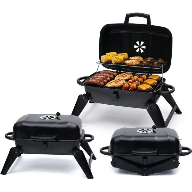 Relaxdays Tischgrill mit 2 Grillgittern, Smoker, 34 x 59 x 36 cm – Bild 7