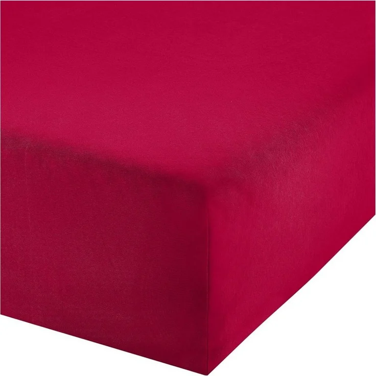 Erwin Müller 'Freising' Spannbettlaken, Gummizug: Rundumgummi, 1 Stück, Elasthan-Jersey-Stretch Uni, Rot, Boxspringbett | 120x200 - 130x220 cm – Bild 1