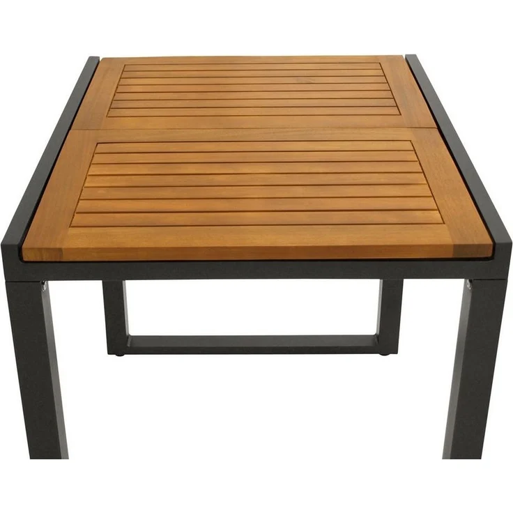 DEGAMO Gartentisch RIVELLO ausziehbar, 80/120x70 cm, Alu anthrazit + Akazie geölt – Bild 3
