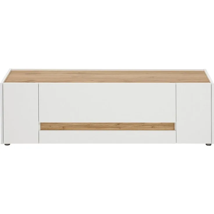 Lomadox Lowboard CRISP-61, weiß mit Absetzungen in Wotan Eiche Nb. 140/40/45 cm