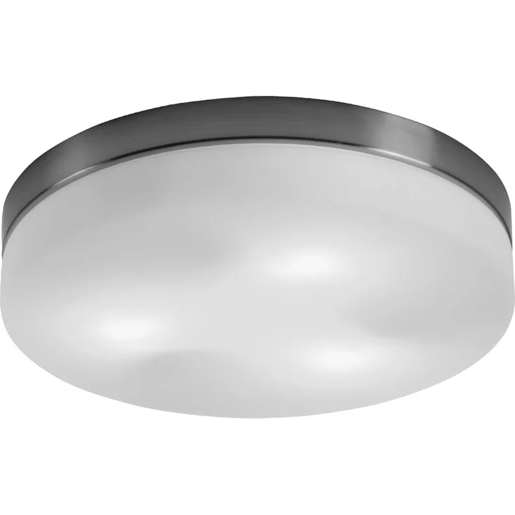 Deckenleuchte, Glas opal, nickel-matt, D 30 cm