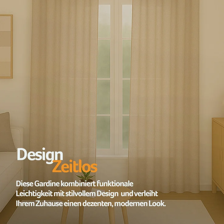 Gardine mit Ösen *** x *** cm ( Breite x Länge ) in ***, blickdichter Vorhang, Ösenvorhang in vielen Variationen 140x145 cm Beige – Bild 8