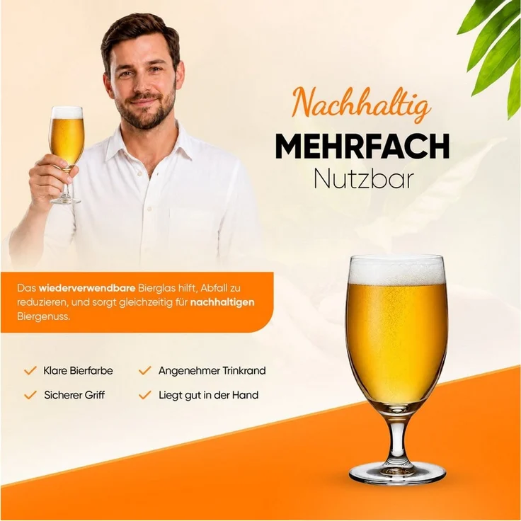 Pasabahce Gläser-Set Reserva Bierglas, 6-tlg, Glas, 415ml, 6er Set, ideal für Pils, Weizen & Craft-Biere – Bild 4