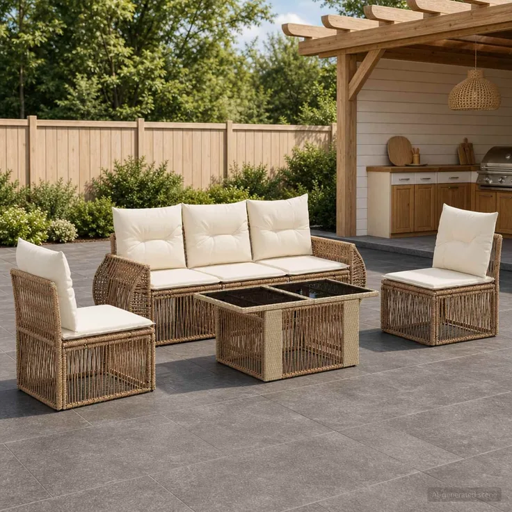 vidaXL Gartensofa-set 6 stk. Beige und Cremeweiß 100 x 55 x 73 cm 3436923