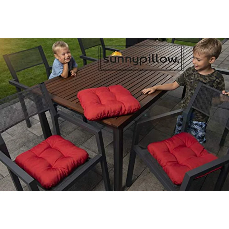sunnypillow Stuhlkissen 4er Set Stuhlkissen 40x40 cm Bequeme 8cm, Polsterauflage Auflage für Stühle / Bänke – Bild 3