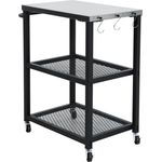 TAINO NETIS Grillwagen Grilltisch Rollwagen Grillständer klein mit Rollen Outdoor Balkon Garten Terrasse Schwarz