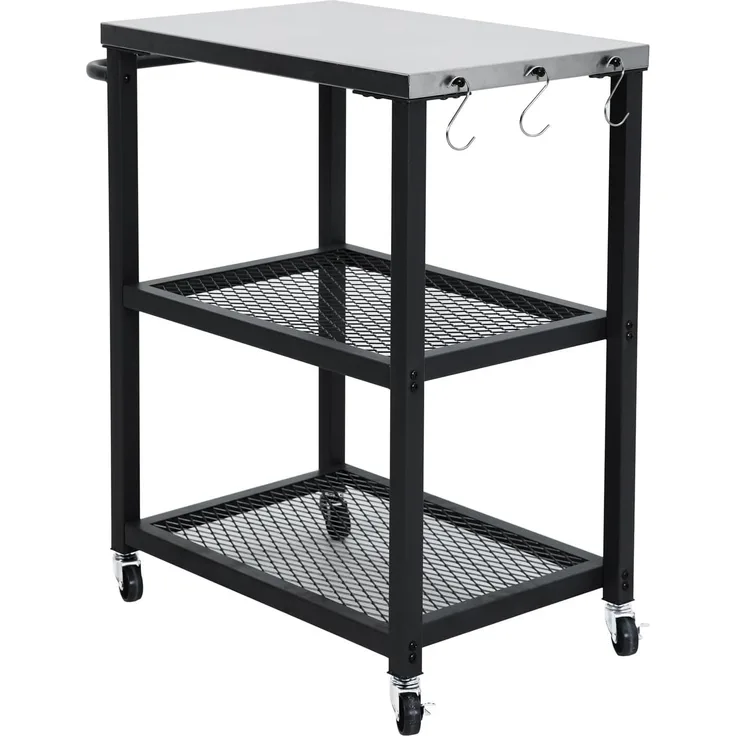 TAINO NETIS Grillwagen Grilltisch Rollwagen Grillständer klein mit Rollen Outdoor Balkon Garten Terrasse Schwarz