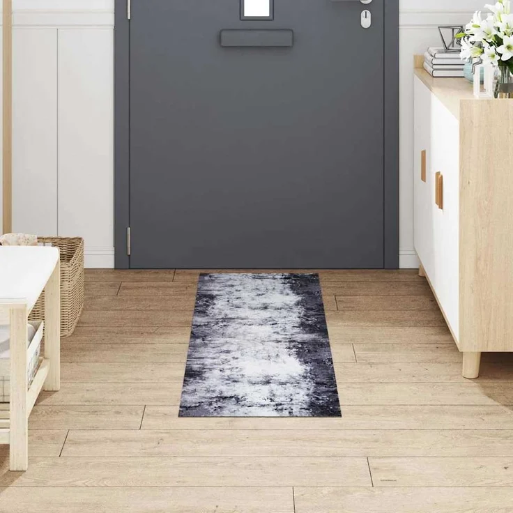 vidaXL Küchen Teppich Grau 150 x 45 cm Samt 42013417 – Bild 2