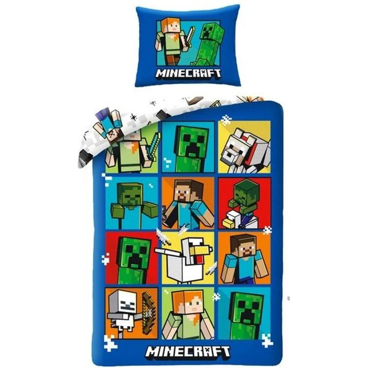 Minecraft Bettwäsche Set aus Baumwolle Bettdeckenbezug 140 × 200 cm mit 70 × 90 cm Kissenbezug – Bild 2