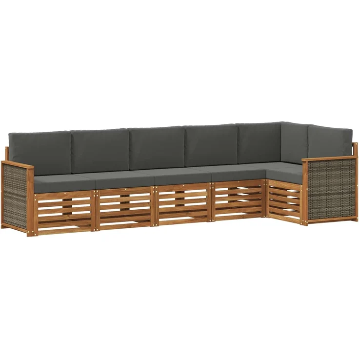 vidaXL Outdoor-Sofagarnitur 6 stk. 6-Sitzer Natur und Anthrazit 3384408 – Bild 2