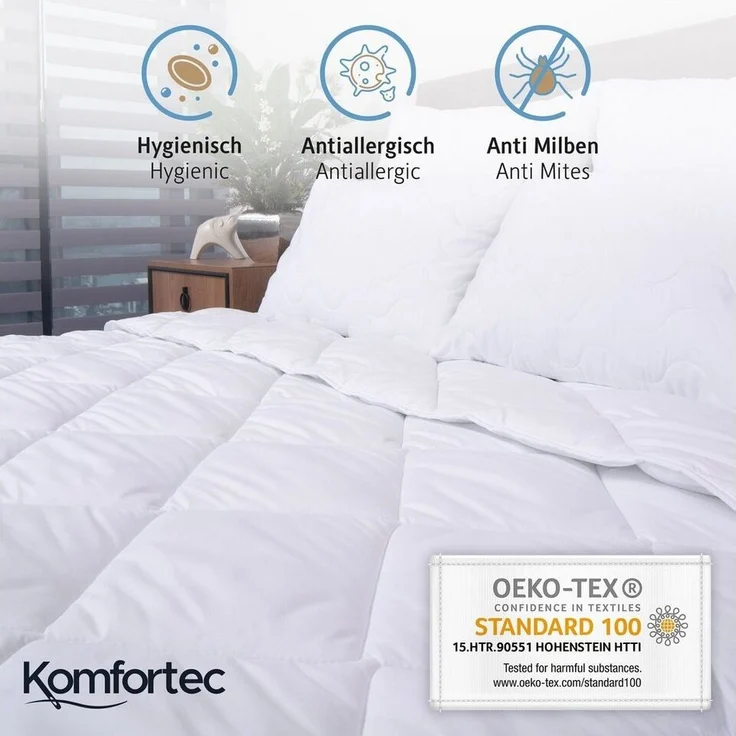 Komfortec Kunstfaserbettdecke,Bettdecken für Sommer und Winter, Ganzjahresdecke, Füllung: Polyester, Bezug: Mikrofaser, 135x200 cm, 155x220 cm und weiteren Größen, allergiker geeignet – Bild 3