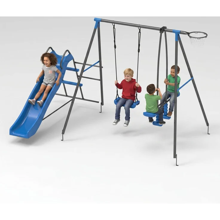 Kinderspielplatz aus Metall |Schaukel, Rutsche, Basketball #4542 – Bild 2