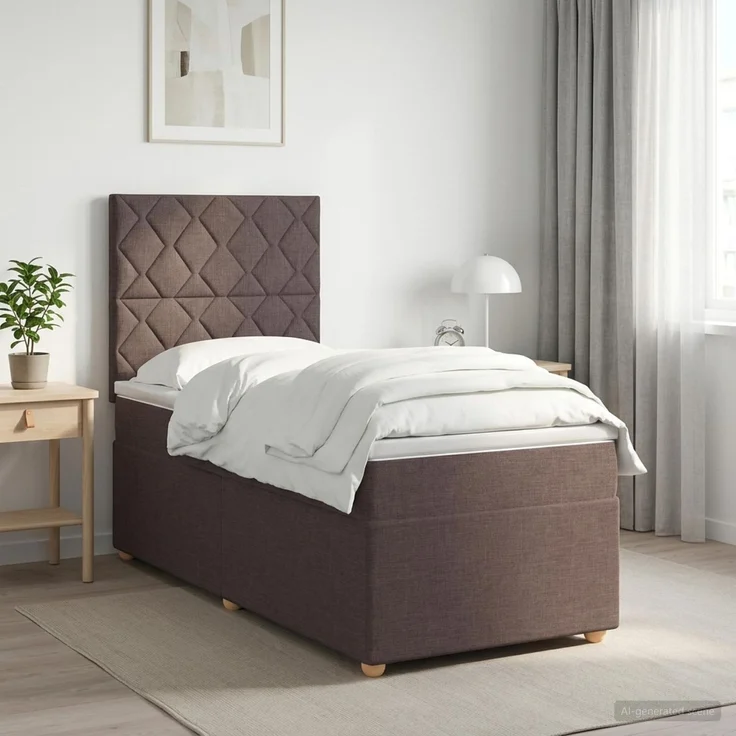 vidaXL Boxspringbett mit Matratze Dunkelbraun 80 x 200 cm Stoff 3455227 – Bild 4