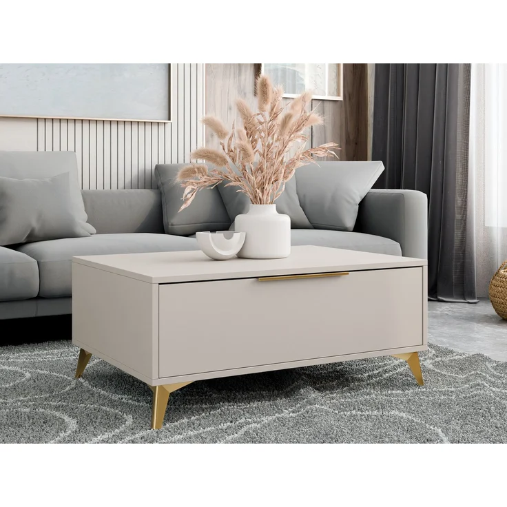 Couchtisch Xylix 1SZ mit Schublade (Farbe: Sandbeige) – Bild 1