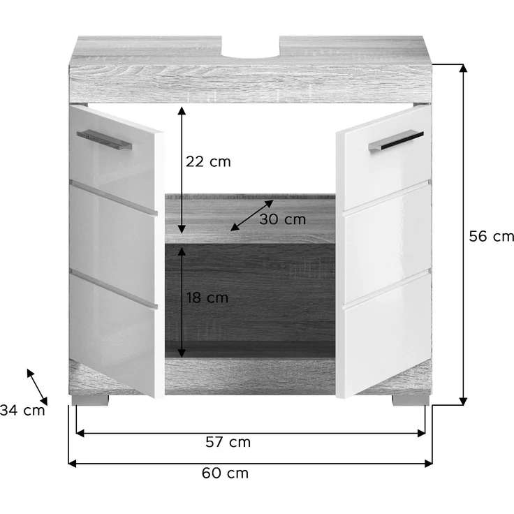 Badezimmer-Set >Lambada< in sonoma eiche hell/weiß - 112x191x34cm (BxHxT) – Bild 5