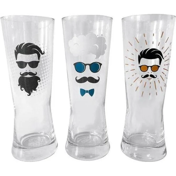 HIPSTER MOTIV 0,25L Getränke Glas Trinkgläser Bier Gläser Set Weizenbier 6er set