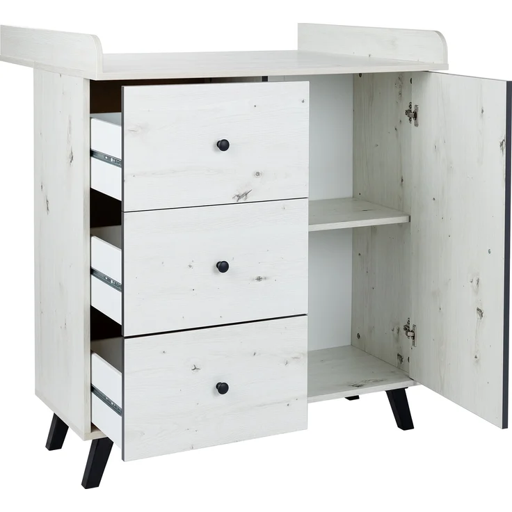 Wickelkommode mit abnehmbarem Wickelaufsatz Lavea, (B/H/T): 88/100/75 cm, White Oak, Arthur Berndt – Bild 3